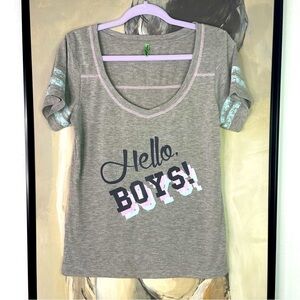 HONEYDEW Intimates Heather Gray Hello Boys Graphic Pajama Top